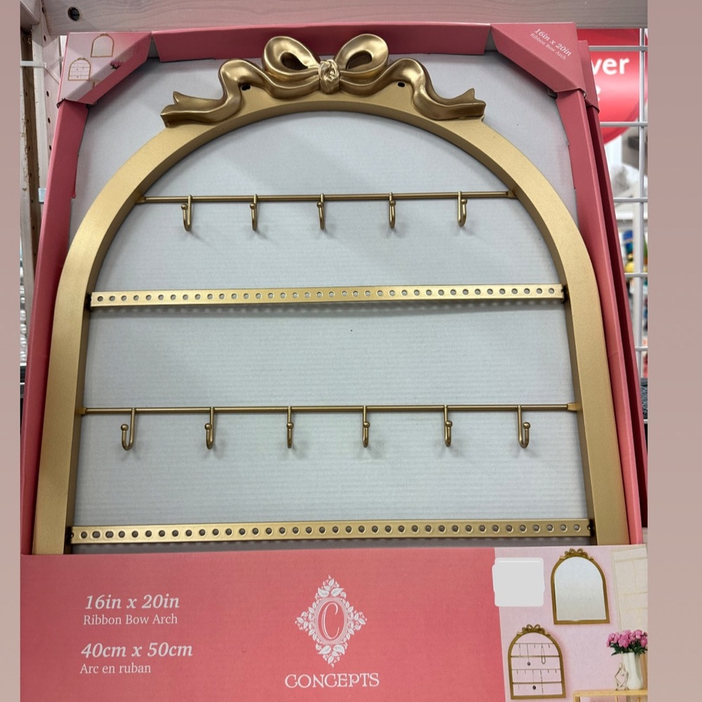 Gold Ribbon Bow Arch Jewelry Holder